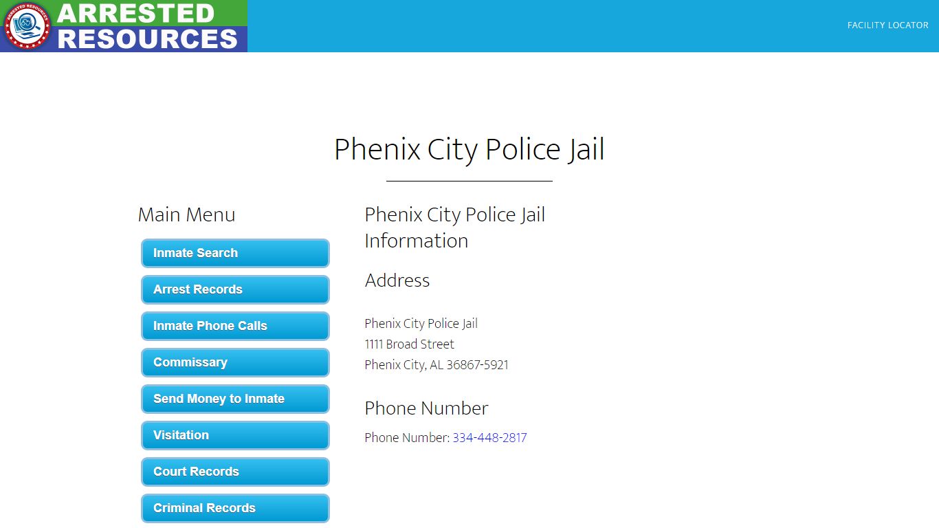 Phenix City Police Jail - Inmate Search - Phenix City, AL