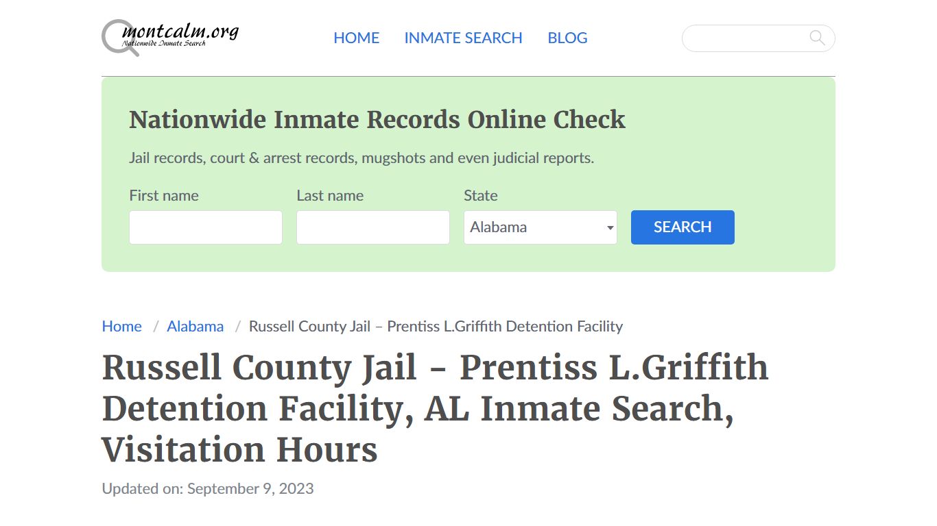 Russell County Jail - Prentiss L.Griffith Detention Facility, AL Inmate ...