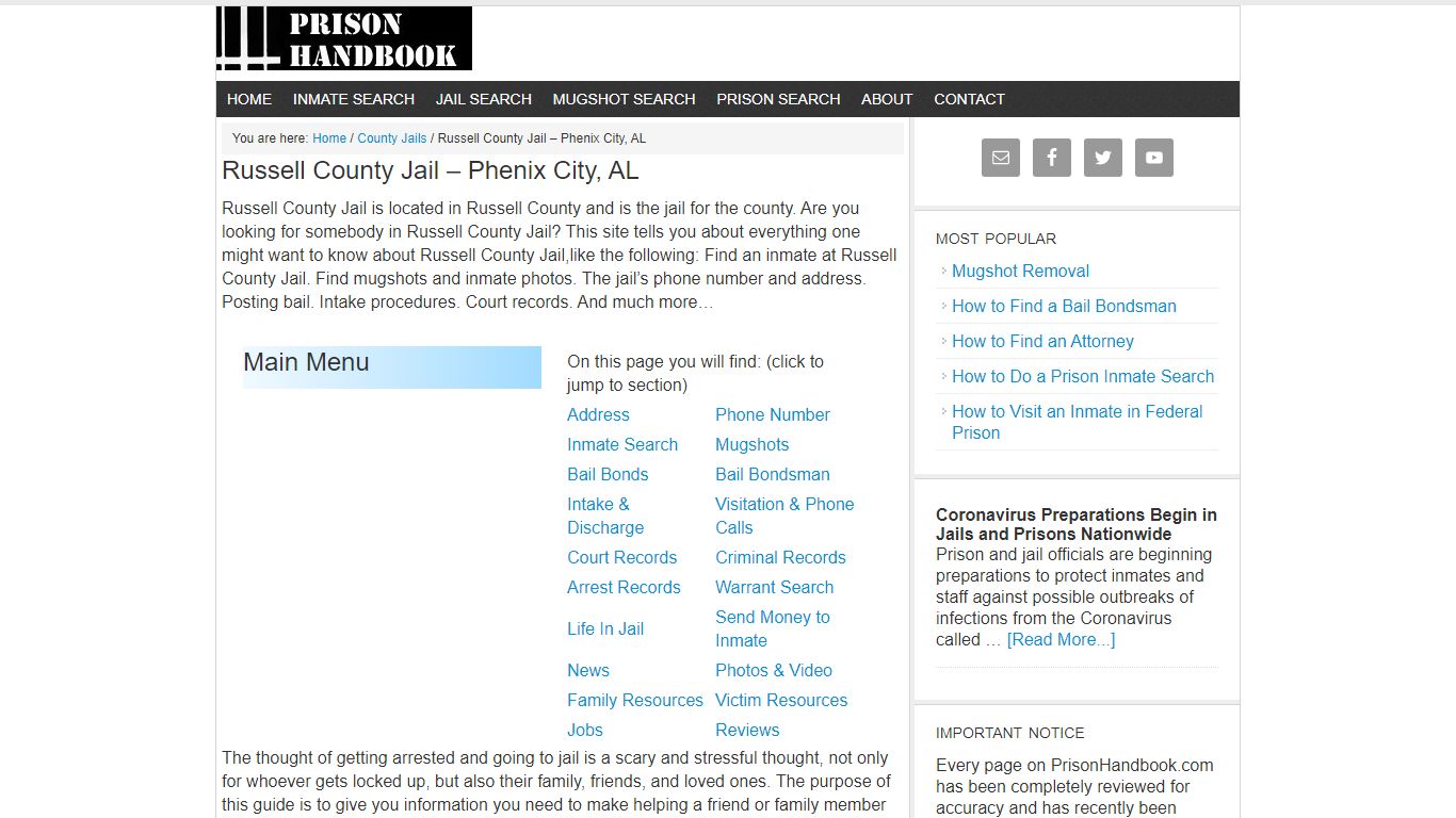 Russell County Jail – Phenix City, AL - Prison Handbook